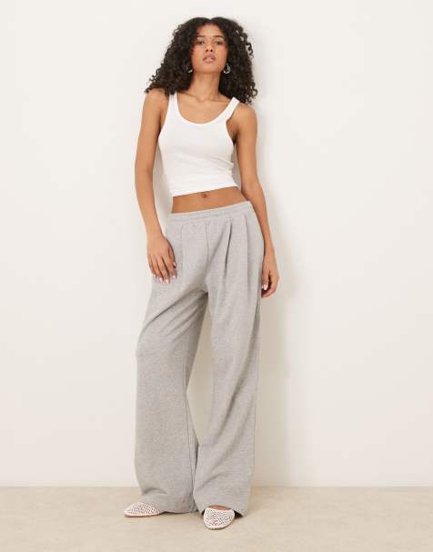 ASOS DESIGN pleated straight leg jogger in grey marl - view 1