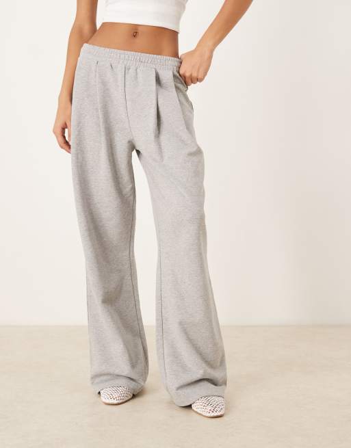 ASOS DESIGN pleated straight leg sweatpants in gray heather, 2 of 5