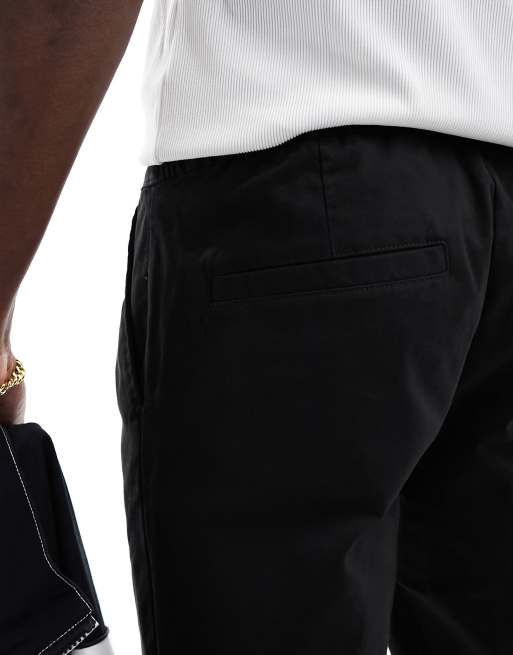 ASOS DESIGN cigarette chinos with pleats in black