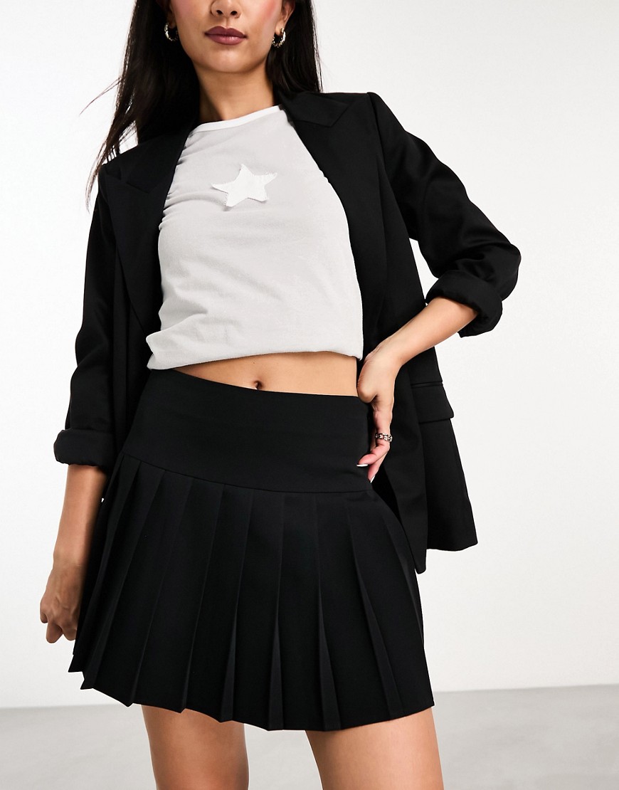 ASOS DESIGN pleated tennis mini skirt in black