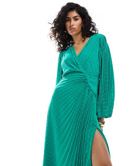 Green pleated dress asos best sale