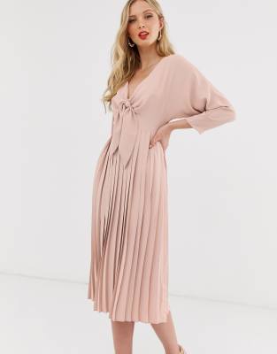 asos design pleated midi dress