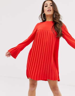 asos pleated trapeze mini dress