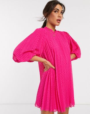 hot pink dress with sleeves
