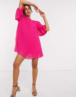 ASOS DESIGN pleated trapeze mini dress 