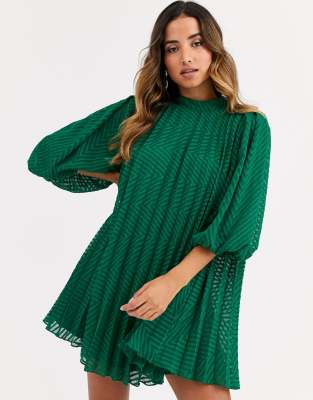 asos pleated trapeze mini dress