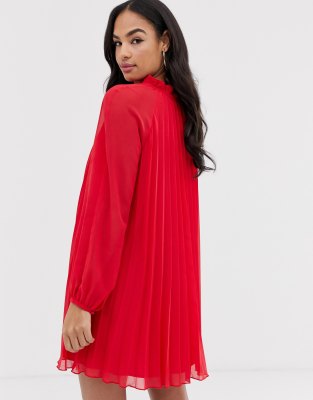 asos pleated trapeze mini dress