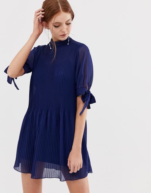 Asos design pleated trapeze hotsell mini dress