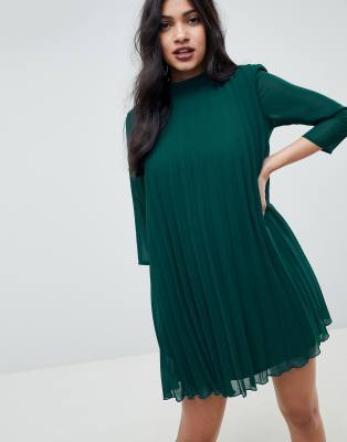 asos pleated trapeze mini dress