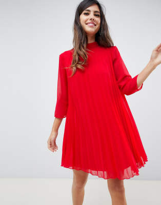 asos pleated trapeze mini dress