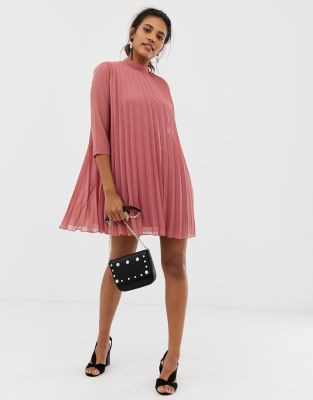 asos pleated trapeze mini dress