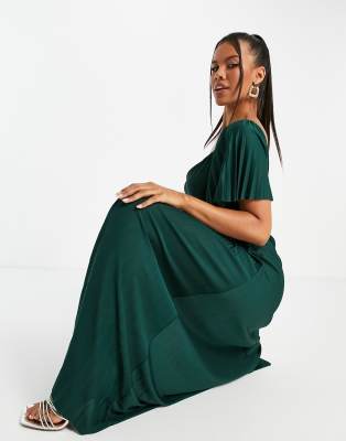 asos green pleated dress