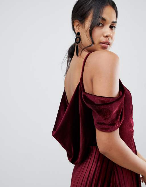 Twiin Embers Cowl Back Mesh And Velvet Cami Top, $11, Asos