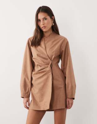 Asos Design Pleat Waist Detail Structured Blazer Dress In Multi