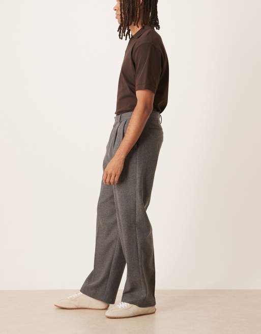 ASOS DESIGN pleated wide leg dress pants in charcoal wool blend, 3 of 5