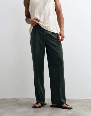 Мужские брюки ASOS Design плиссированные, темно-зеленые