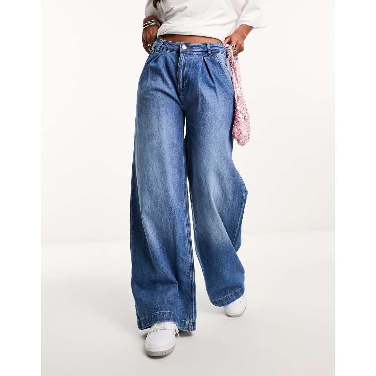 Pleated high hot sale waisted jeans