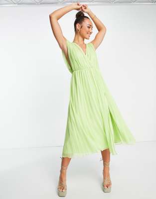 Green pleated hotsell dress asos