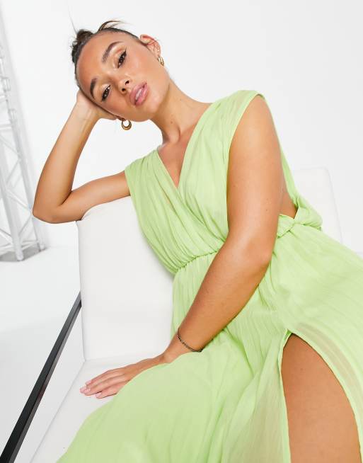 Color Pop Lime Green Maxi Dress