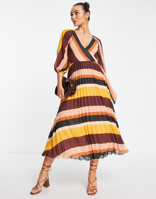 Stripe wrap outlet midi dress