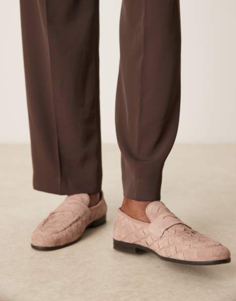 ASOS DESIGN – Plecione zamszowe loafersy w różowym kolorze - view 1