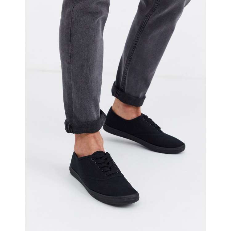 ASOS DESIGN plimsolls in black canvas ASOS