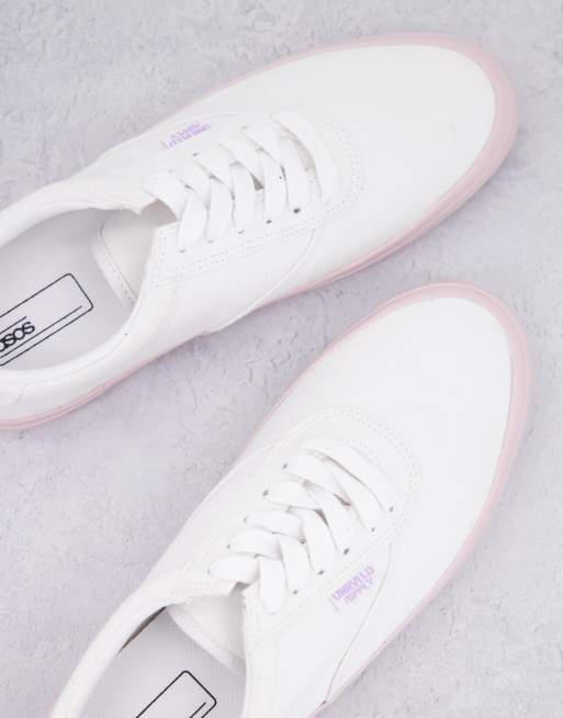 ASOS DESIGN plimsolls in white with contrast sole, 3 of 4