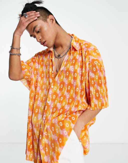 ASOS DESIGN – Plisowana koszula oversize w kwiatowy wzór w stylu lat 70.