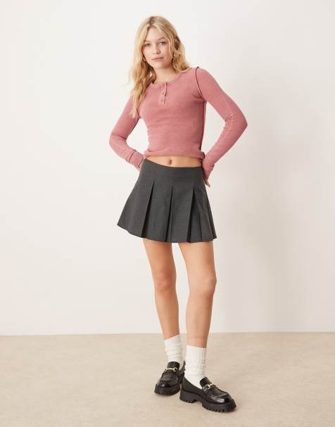 ASOS DESIGN pleated mini skirt in micro check