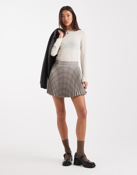 ASOS DESIGN pleated mini skirt in check