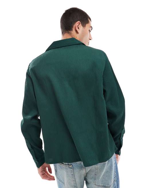 ASOS DESIGN – Plisowana zielona koszula oversize o pudełkowym kroju, 2 z 4