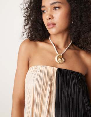 Asos Design Plisse Bandeau Midi Dress