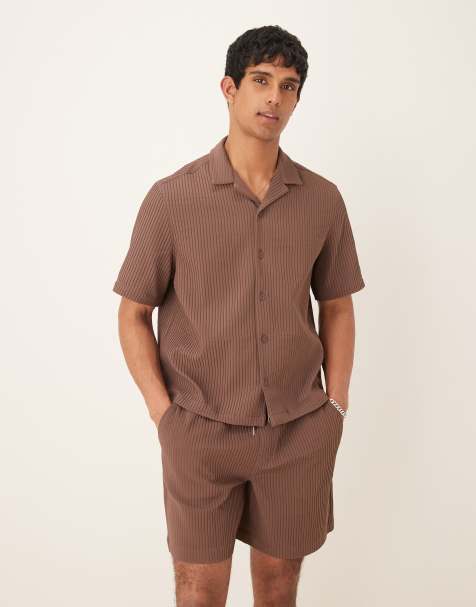 ASOS DESIGN - Plissé co-ord set in bruin - view 1