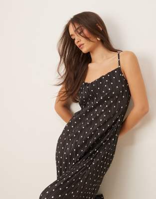 Asos Design Plisse Cowl Neck Cami Midi Dress