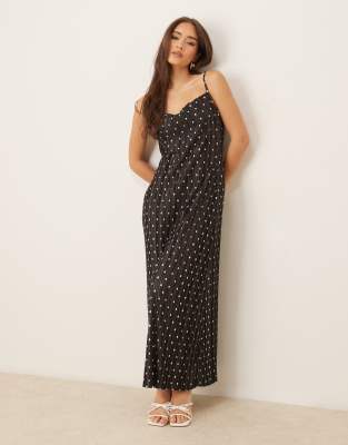 Asos Design Plisse Cowl Neck Cami Midi Dress