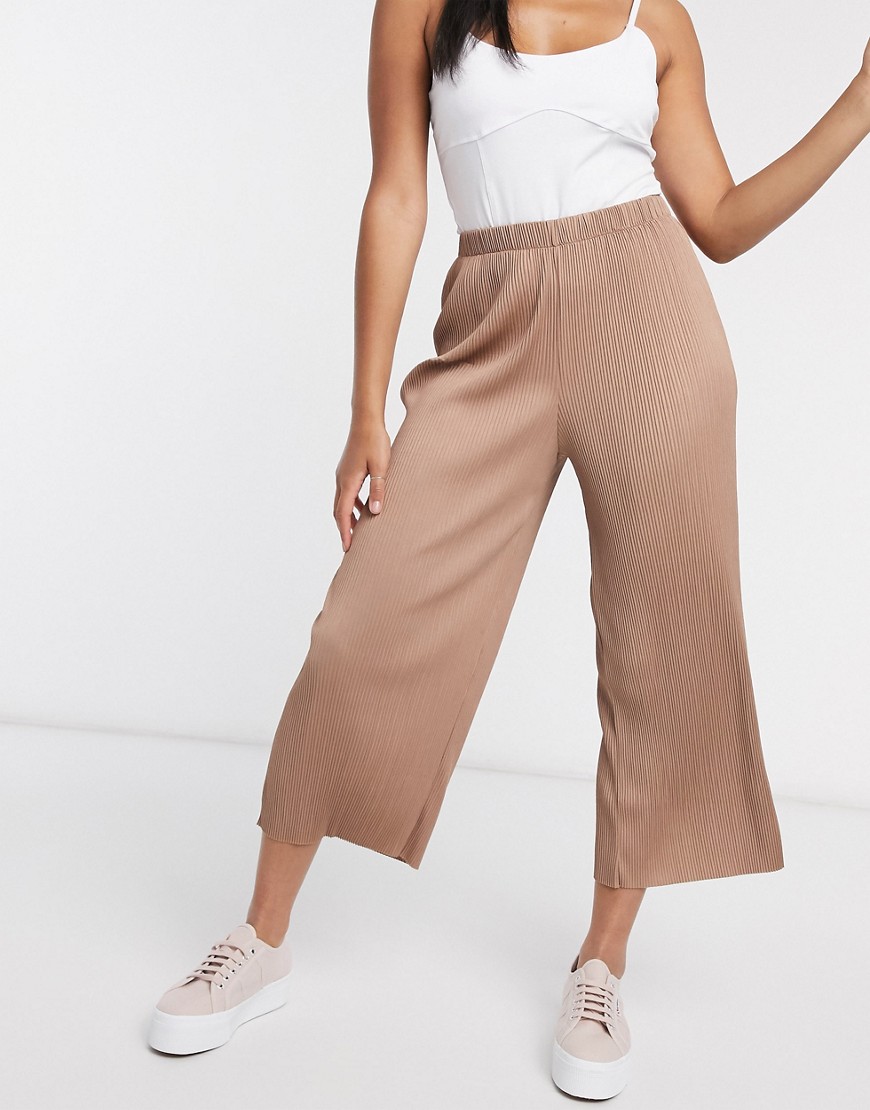 ASOS DESIGN plisse culotte pants in brown