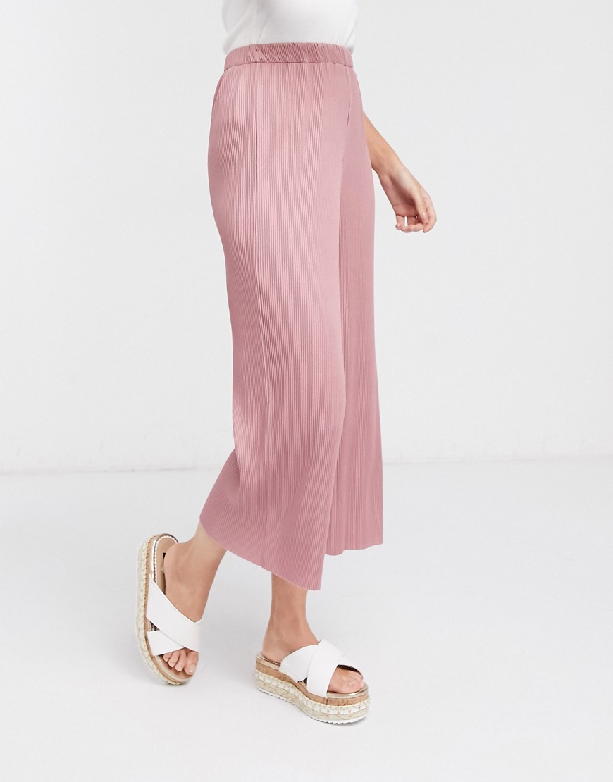 ASOS DESIGN plisse culotte pants in rose-Pink