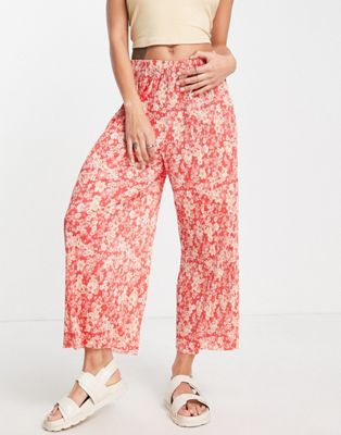 ASOS DESIGN plisse culotte trousers in floral print