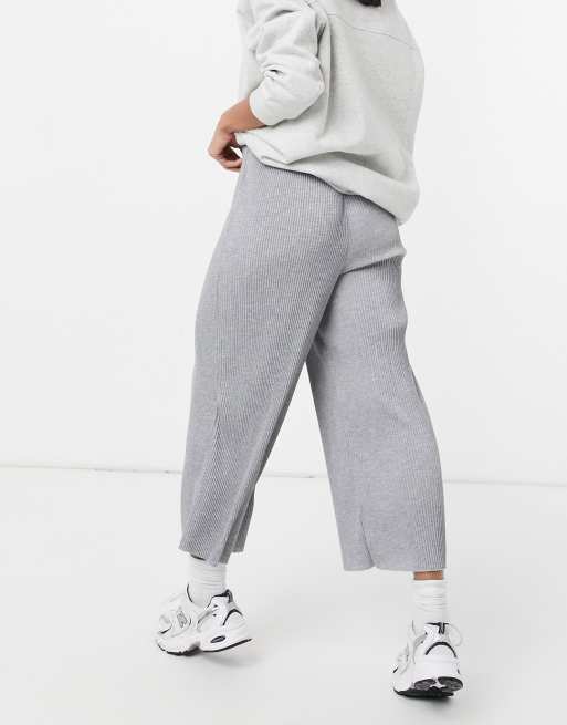 ASOS DESIGN plisse culotte trousers in grey marl, 4 of 4