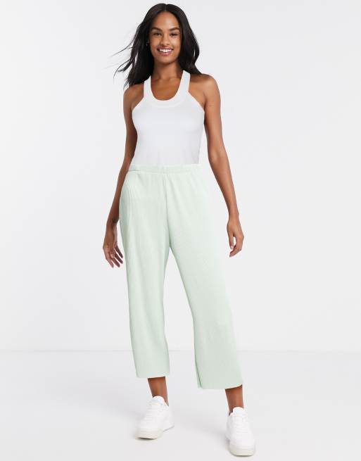 ASOS DESIGN plisse culotte trousers in sage