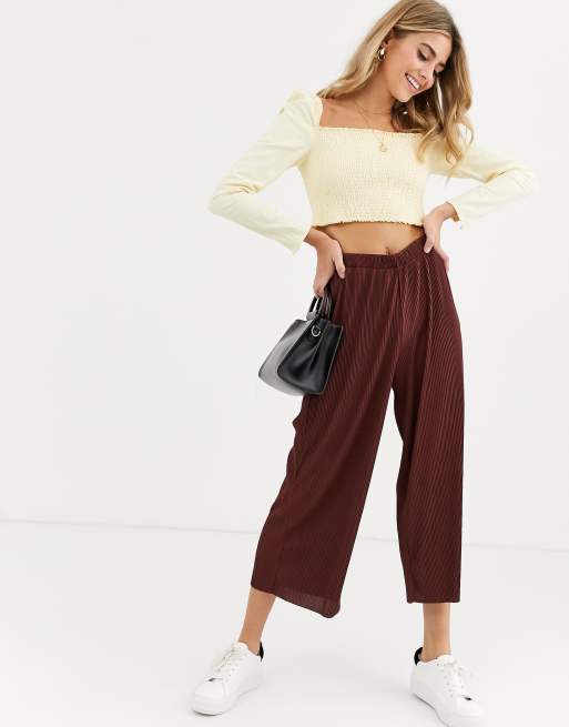 ASOS DESIGN plisse culotte trousers