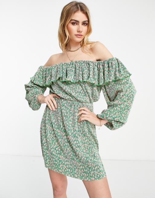 Asos green hot sale bardot dress