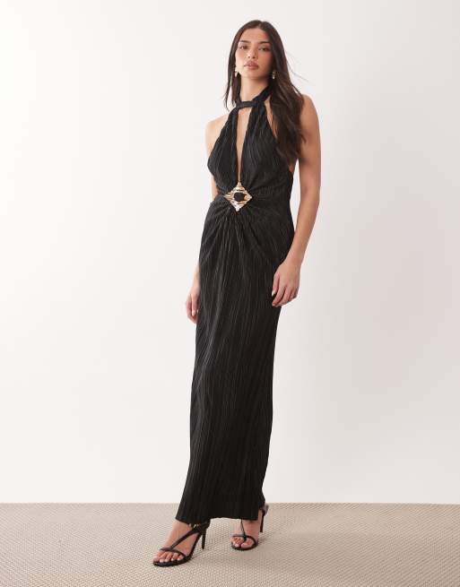 light pink halter maxi dress Devotion Twist Bust Halter Maxi Dress Baby Pink main image 1