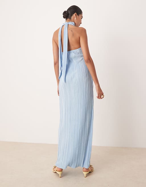 blue halter dress maxi Rush | Cristal Dress The high waist sits atop a figure Baltic Born Womens Milan Halter