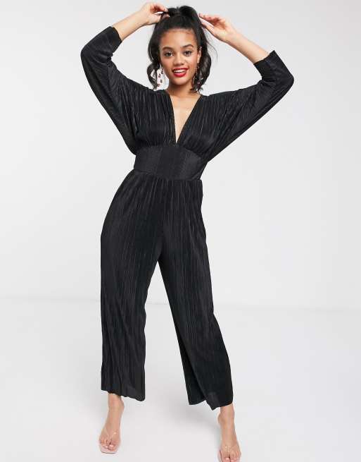 ASOS DESIGN - Plissé jumpsuit met kimonomouwen