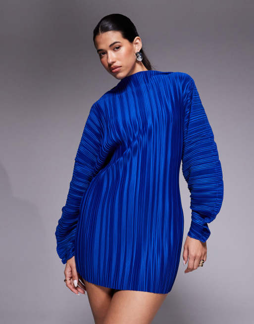 chinese dress ladies Alexa Cobalt Blue Asymmetric Long Sleeve Dress main image 0