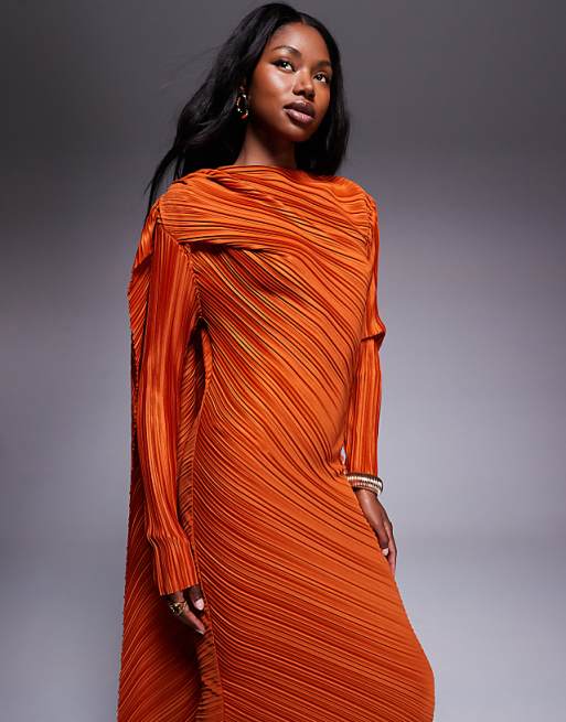 orange long sleeve maxi dress Floral Chiffon V-Neck and long sleeves ASOS Design - Maxi Dress