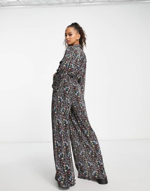 Ditsy Floral Printed Wide Leg Jumpsuit