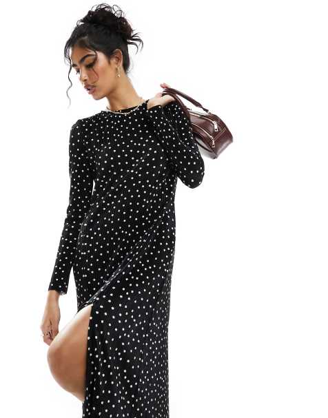 Girls Polka Dot Print Flounce Sleeve Top & Split Hem Flare Leg