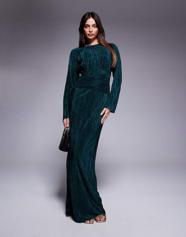 asos emerald green dress DESIGN plisse maxi in 🌍 Celebrate tradition with Lime green Product Line: AW Men's Socks Elevate your wardrobe with Size:1X/16W-18W